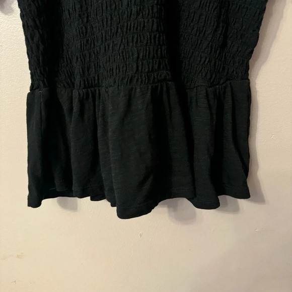 Torrid Cotton Modal Slub Smocked Short Sleeve Babydoll Top Black Women Size 0 - Picture 4 of 10